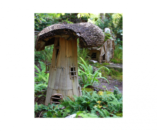 image of a woodland fairy house